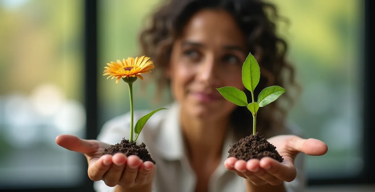 Composition montrant deux chemins divergents symbolisant les choix éphémères versus durables