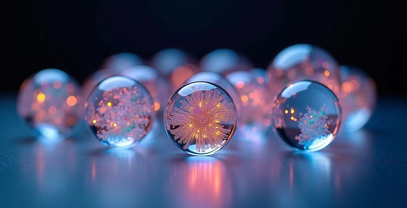 Structures cellulaires microscopiques colorées en développement