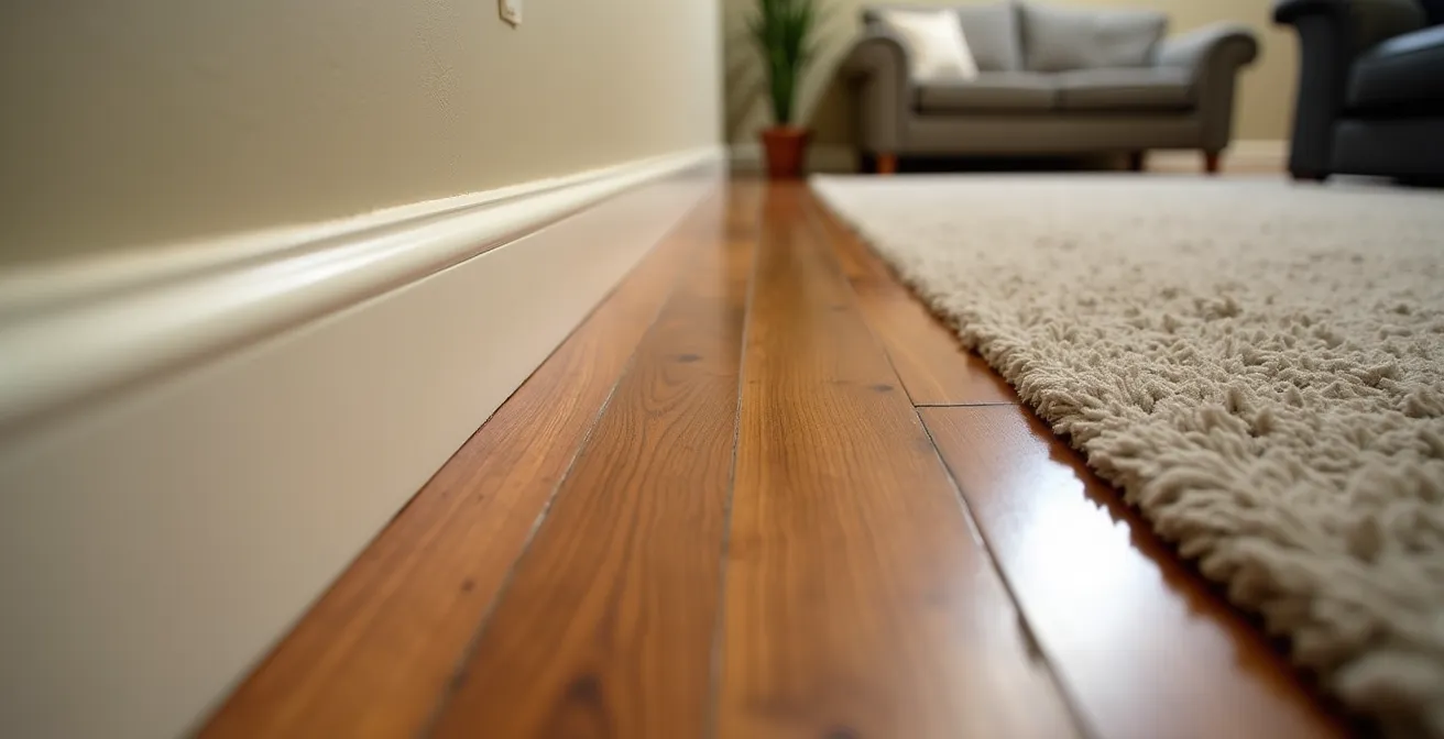 Sous-sol rénové et aménagé en salle familiale chaleureuse avec plancher flottant et éclairage encastré