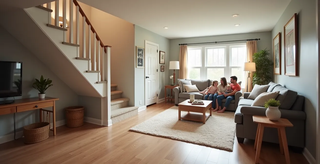 Sous-sol canadien rénové avec espace familial lumineux et suite locative