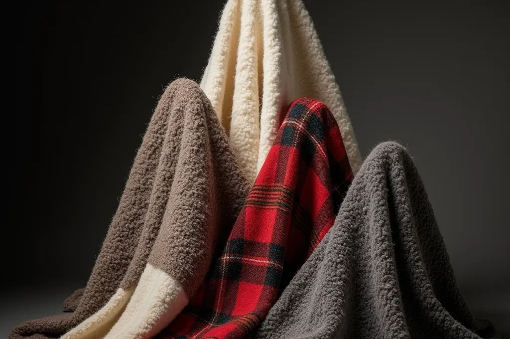 Superposition de différents textiles créant une composition tactile et chaleureuse