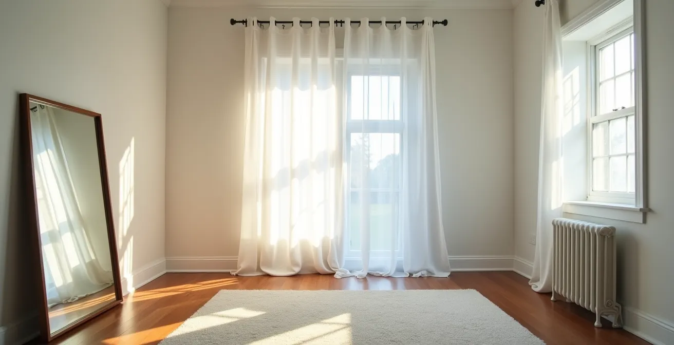 Pièce transformée par l'utilisation stratégique de miroirs et surfaces réfléchissantes